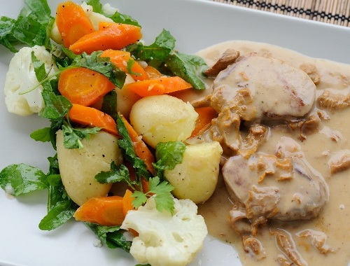 Fläskfilé med kantarellsås Fläskfilé med kantarellsås